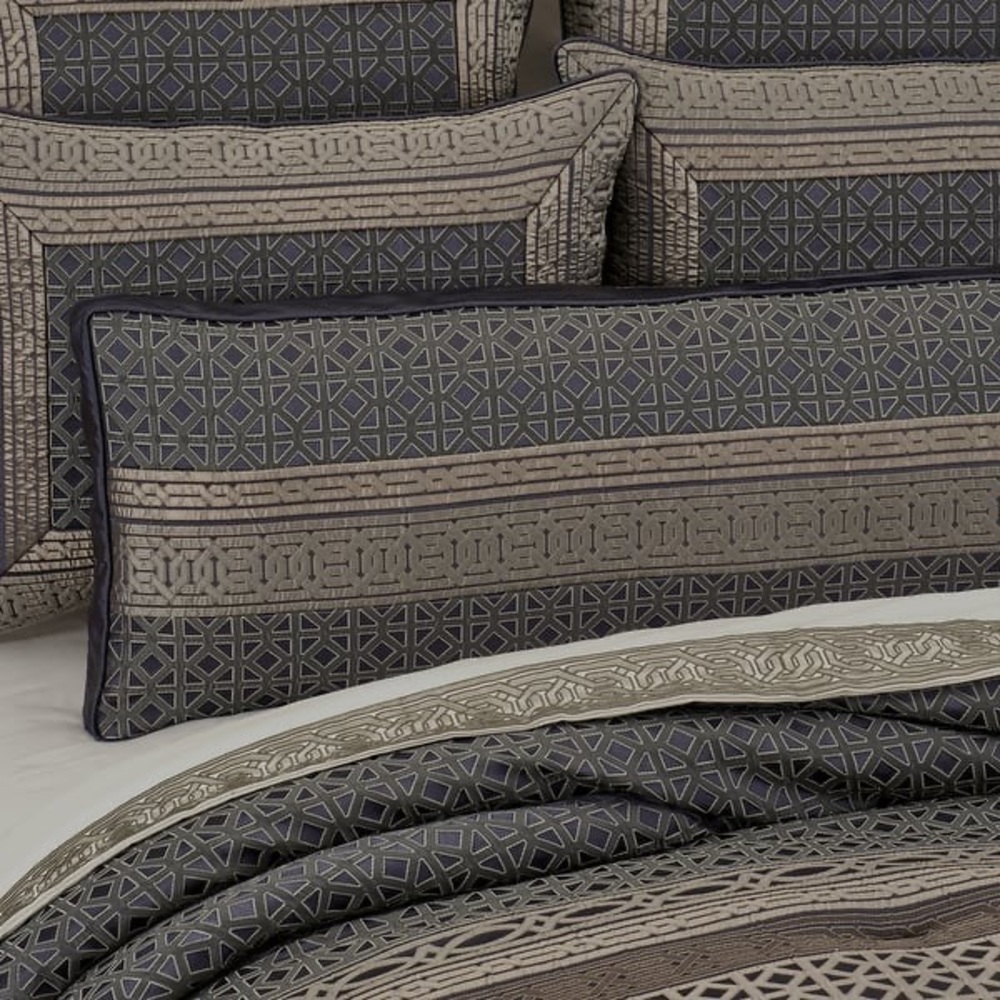 J Queen New York Alaro Geometric Bolster Decorative Pillow, 15" x 52 NEW